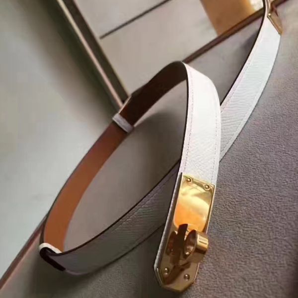 HERM Kelly 18 Belt In White Epsom Leather