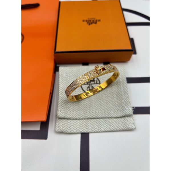 HERM Small Kelly Bracelet with Full Diamonds