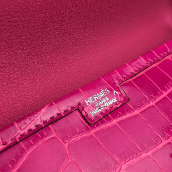 HERM Jige Elan 29 Clutch In Rose Red Crocodile Leather