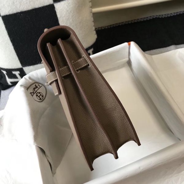 HERM Kelly Depeche 34 Briefcase In Taupe Calfskin