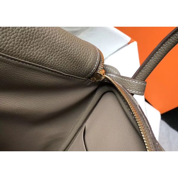 HERM Lindy 30cm Bag In Taupe Clemence Leather GHW