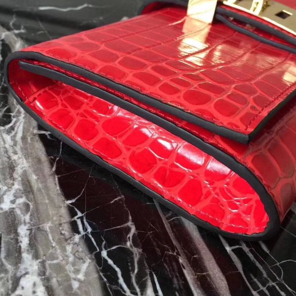 HERM Medor Clutch Bag In Cherry Crocodile Leather