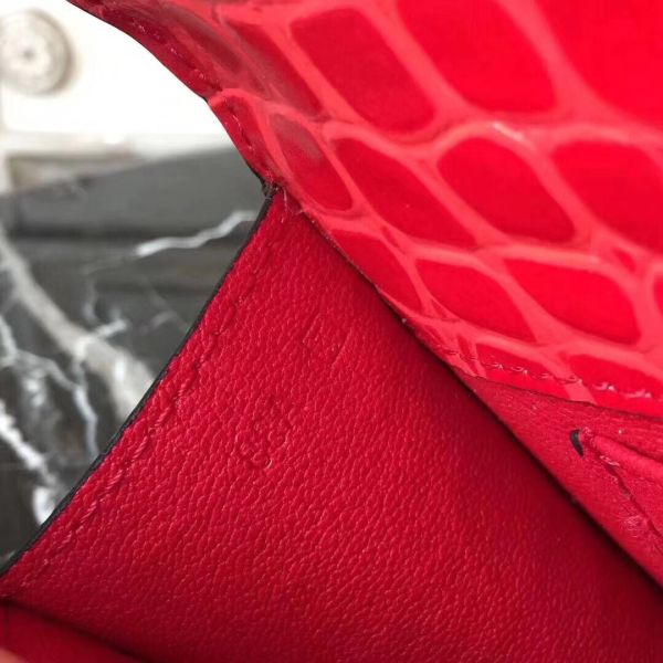 HERM Medor Clutch Bag In Cherry Crocodile Leather