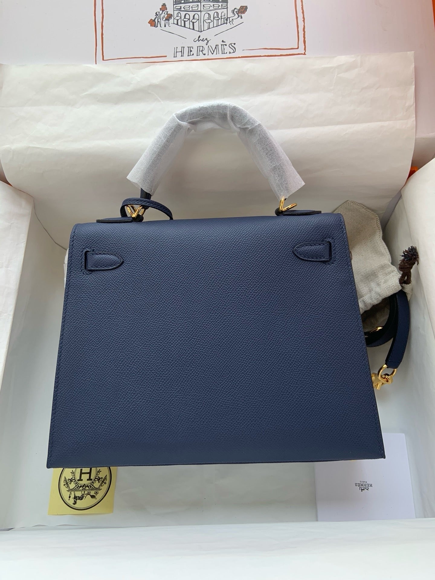 HERM Kelly, 25cm, Deep Blue, Epsom