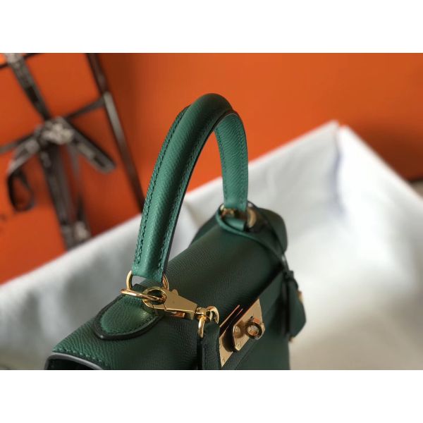 HERM Kelly 32cm Bag In Vert Vertigo Epsom Leather GHW