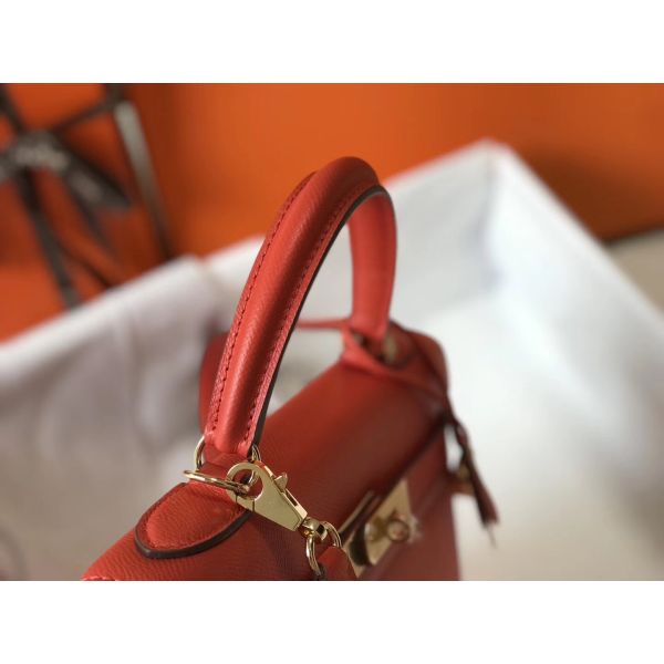 HERM Kelly 32cm Bag In Red Epsom Leather GHW