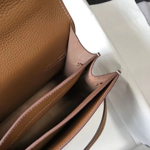 HERM Kelly Depeche 38 Briefcase In Brown Calfskin