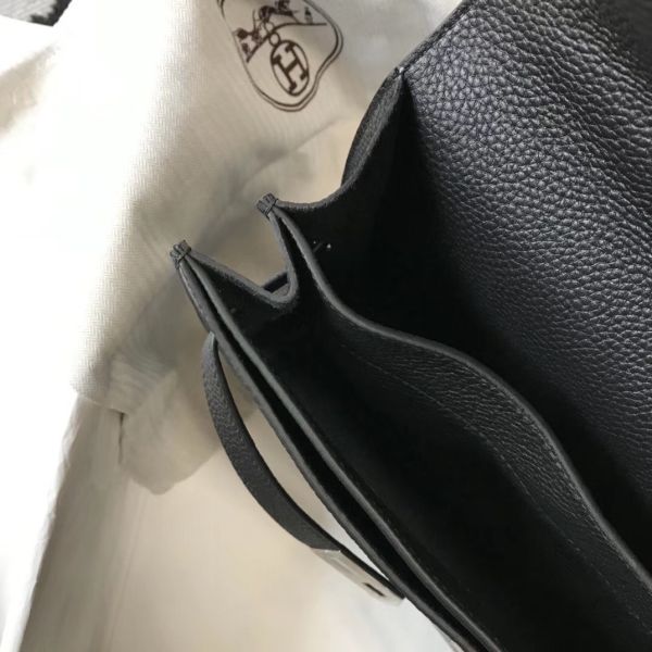 HERM Kelly Depeche 38 Briefcase In Black Calfskin